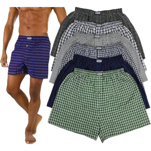 ToBeInStyle Men's Multi-Item Pack Of Classic Fit Tartan Plaid Boxers W/ Button Fly