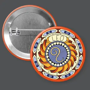 Leo: Colorful Astrology, Zodiac Sign - 1.5" or 2.25", Pin or Magnet