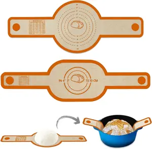 Bread Sling Dutch Oven Liner, Non-Stick & Easy Clean  Oval and Round  Bread Baking Mat with Long Handles, Easy to Transfer Sourdough Bread - 2 Orange Set