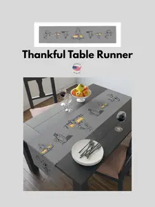 Thankful Table Runner, Thanksgiving Decor, Dinner Table Decor, Fall Home Decor, Cotton Table Runner, Poly Table Runner