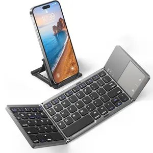 Foldable Wireless Keyboard with Touchpad, Portable Wireless Keyboard with Built-in Rechargeable Lithium Battery, Multifunctional Keyboard for Tablet & Laptop, Folding Wireless KeyboardCCFemmeFable30