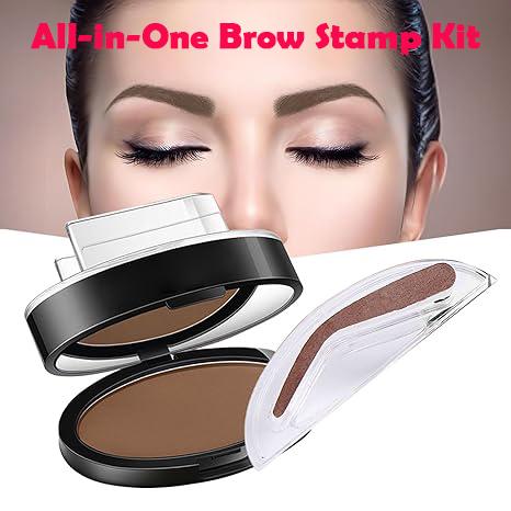 Smudge-Proof Stamp Powder Set Easy Stamp & Fill Brow Kit, Waterproof & All-Day Wear, Natural Looking Brows in 1 Step,