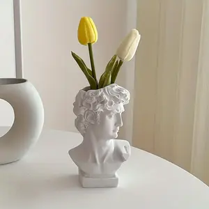 FloristryCraft – David Bust Resin Vase – Greek Sculpture Planter for Artistic Home & Shelf Decor