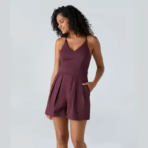 Halara Breezeful Backless Side Invisible Zipper Pocket Quick Dry Resort Slip Romper