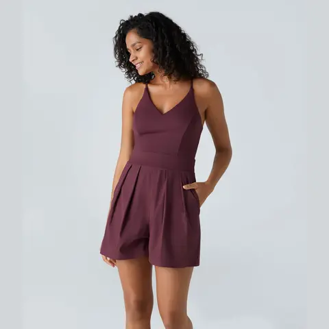 Halara Breezeful Backless Side Invisible Zipper Pocket Quick Dry Resort Slip Romper