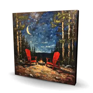 212 MAIN Repose Orange Artistic Sun Moon Print - 24x24 in Midnight Effect Photo Wall Art, Modern Home Decor, Decorative Artwork, Artistic/Homestyle/Ornamental Wall Arts for Home Enthusiasts