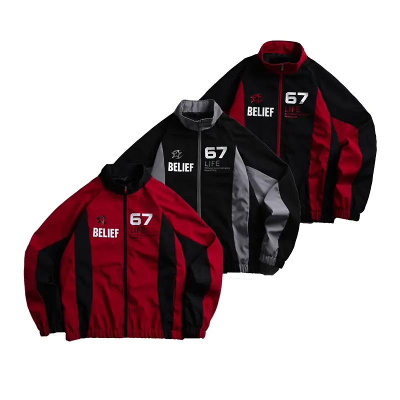Men’s spring/autumn jacket — new sports baseball-collar bomber jacket for casual outdoor running; fashionable zip design with pockets; basic men’s baseball apparel