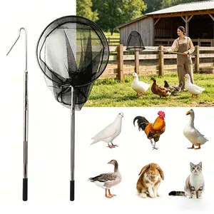 3PCS Telescoping Chicken Catcher Set, Extendable Animal Net & Hook, Safe Capture Tool for Chickens, Ducks, Geese, Rabbits and Feral Cats, Ideal for Farm and Pet Control