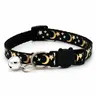 Moon and Star Pet Collar with Reflective Design, Breakaway Safety Buckle and Bell, Stylish Adjustable Accessory for Cats and Dogs