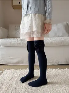 Girls' Over-The-Knee Socks with Bowknot, Casual College Party Baby Long Socks, 1 Pair Set, Comfortable and Stylish Footwear for Kids