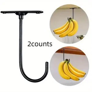 Banana Hook, 2 Counts Banana Storage Rack, Multifunctional Under Cabinet Banana Hook, Kitchen Storage Organizer, Home Organizer, Hanging Organizer