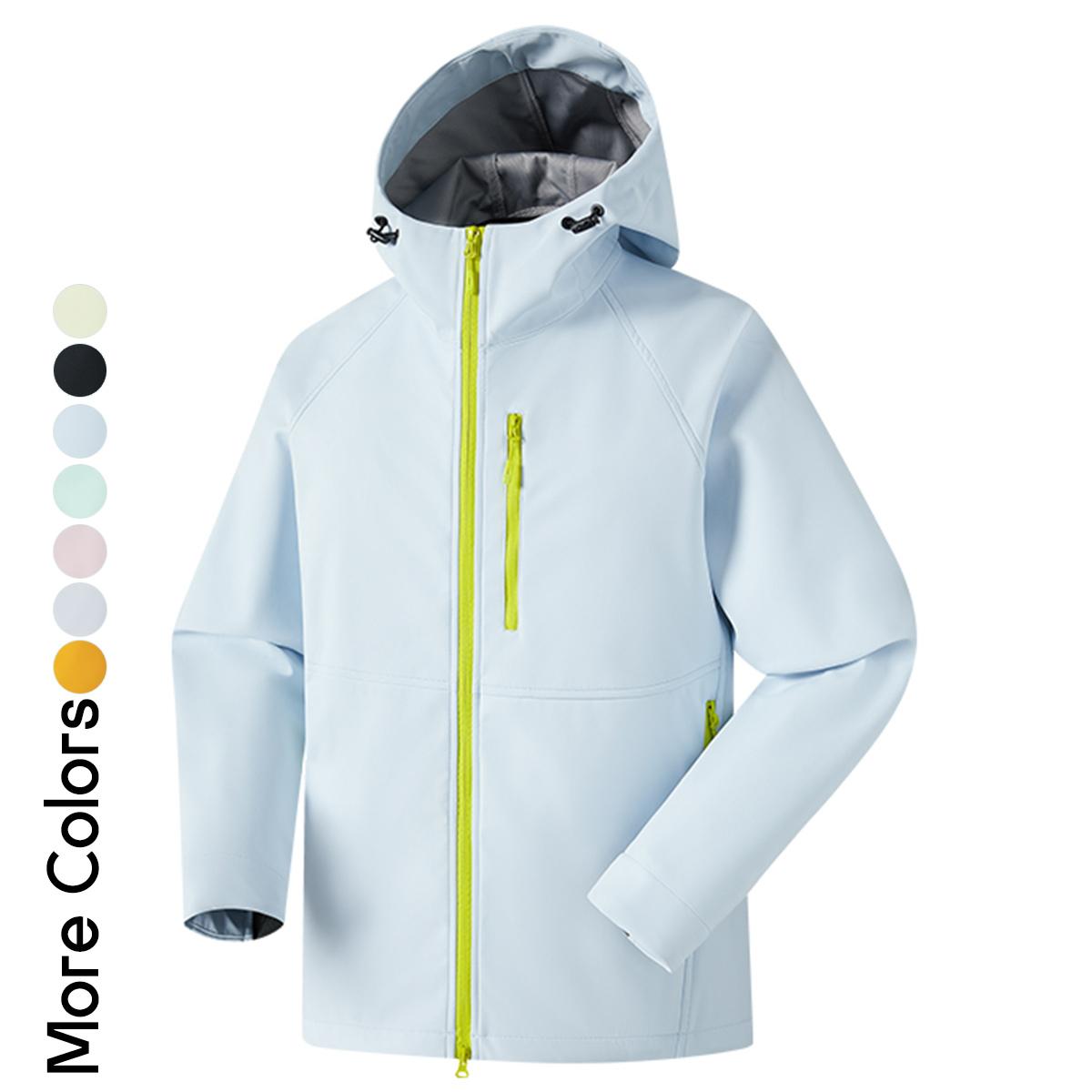 Women's Pastel Color Block Outdoor Jacket, Slim Fit Hooded Sporty Windbreaker, Lightweight Activewear Coat with Contrast Zipper for Spring & Autumn