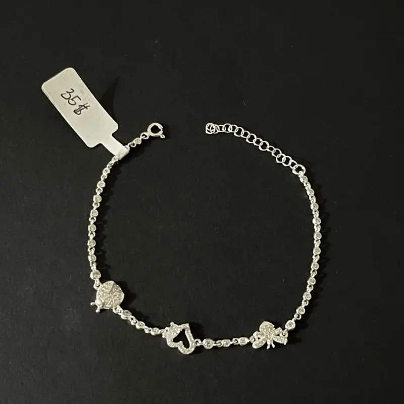 Esclava  de Plata 925 con Dijes de Corazón y Mariposa - 7 Inch
