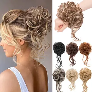 46G Messy Bun Curly Wavy Hair Buns Updo Hair Extension Scrunchies Elastic Hair Band Synthetic Chignons Wrap Ponytail Hair Piece for Women