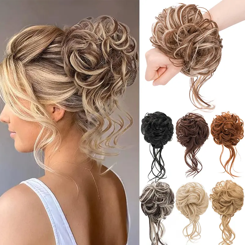 Messy Bun Hair Piece Curly Elastic Hair Band Updo Extension for Women Amazon.com : messy bun hair piece Pieces Curly Wave Hair Bun  main image 4