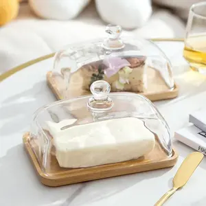 Elegant Glass Butter Dish Set with Lid, Space-Saving Glass Food Storage for Countertop and Fridge, Perfect Butter Keeper and Dessert Tray