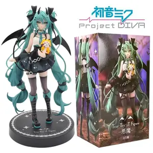 Anime Little Devil Hatsune Miku Handmade Little Raccoon Chuyin Dark Angel Handmade PVC Model Animation Peripheral Ornaments