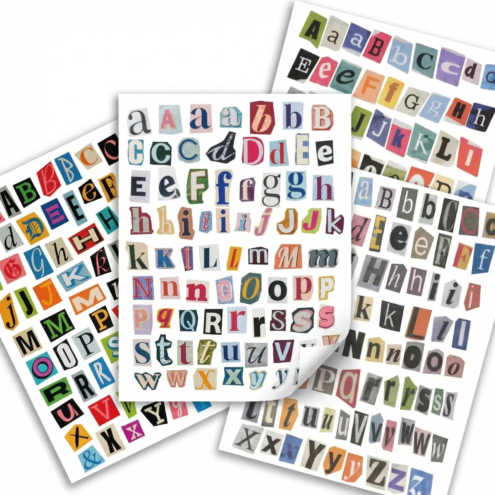 287/574/861pcs Vintage Magazine Letter Adhesive Decals Stickers | Ransom Alphabet Sticker for Scrapbooking, Journaling, DIY Crafts, Laptop, Water Bottle - Junk Journal, Scrapbook Supplies Kit Decal Sticker Sticker Sheets