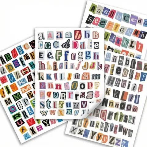 287/574/861pcs Vintage Magazine Letter Adhesive Decals Stickers | Ransom Alphabet Sticker for Scrapbooking, Journaling, DIY Crafts, Laptop, Water Bottle, Scrapbook Materials - Junk Journal, Scrapbook Supplies Kit Decal Sticker Sticker Sheets