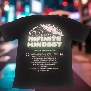 INFINITE MINDSET Slime Green Tee - Think Different Philosophy T-Shirt with Inspirational Text & Design Elements Cotton Casual Fit Everyday Graphic Oversized Style Tops Tshirt Streetwear Summer Crewneck Shortsleeve
