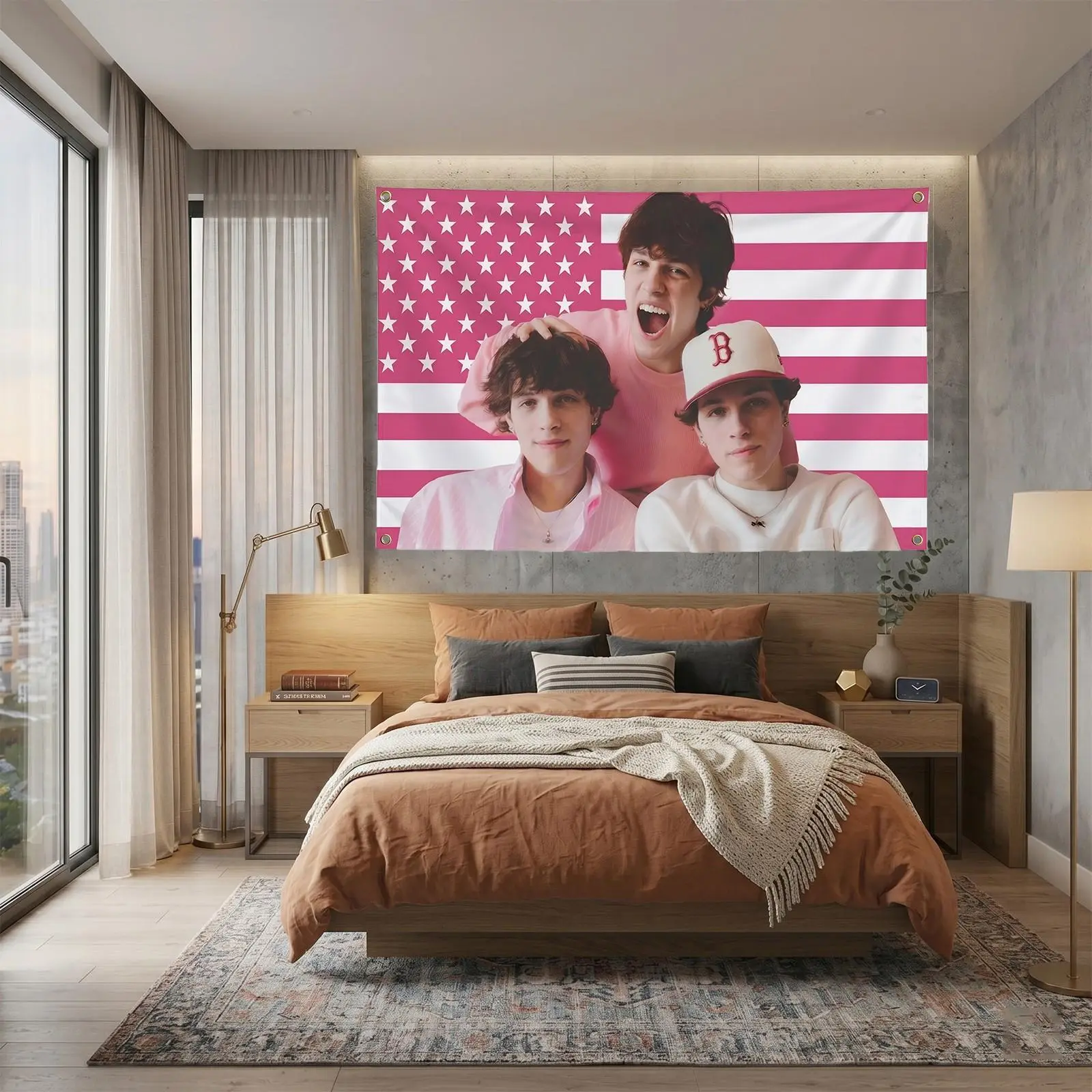 Sturniolo Triplets Flag American Flag Pink Tapestry for Wall Hanging Bedroom College Dorm Man Cave Living Room Decor Banner Outdoor Yard Holiday Gifts with 4 Brass Grommets