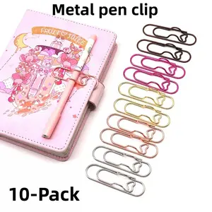 10 Pack Cute Heart Metal Pen Clips, Multi-Use Bookmark Clips for Journal Notebook, Office School Stationery