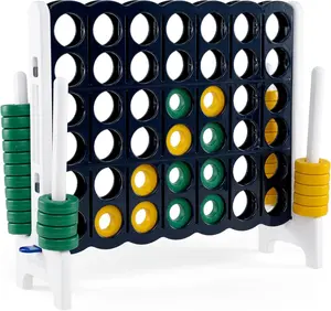 costzon Giant 4-in-a-Row Game Set, Jumbo 4-to-Score for Kids and Adults with 42 Jumbo Rings & Quick-Release Slider, Indoor Outdoor Yard Party Game for Lawn, Holiday Party & Family