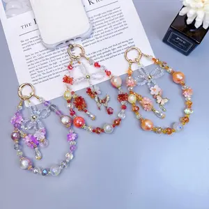 Crystal phone chain beaded DIY back clip chain keychain pendant high-quality luxury accessory bag decoration for women