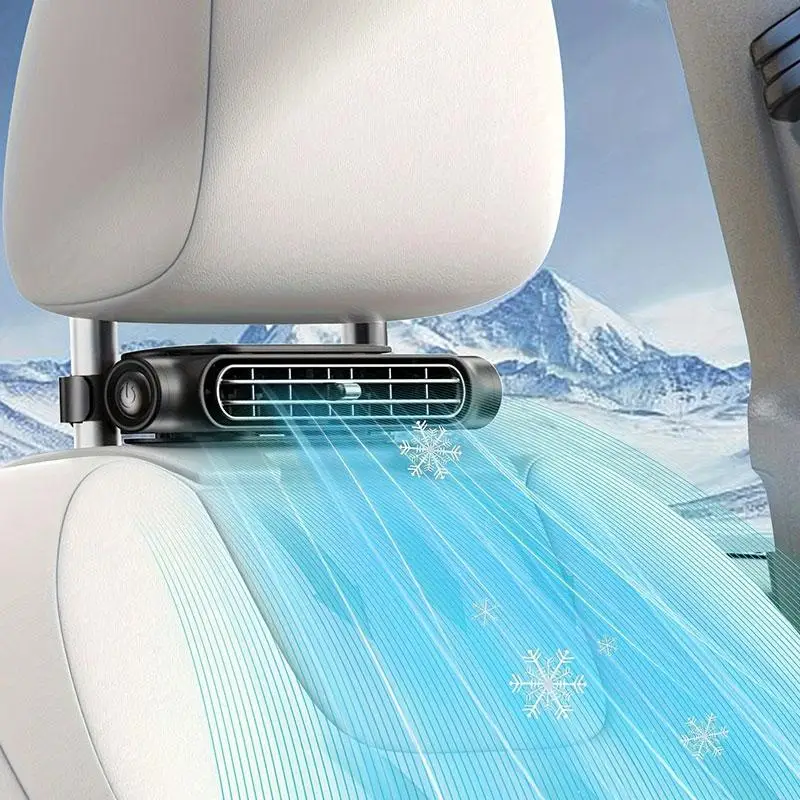 Car Electric Fan, USB Powered Mini Car Seat Back Cooling Fan, Portable 3 Speed Headrest Silent Cooler Suitable for Most Vehicles