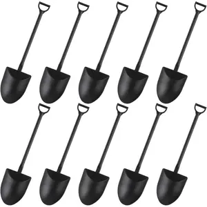 CCINEE 100 Pcs Plastic Mini Shovel Shape Spoons,Black Disposable Cute Shovel Dessert Spoons for Halloween Party Ice Cream Yogurt Pudding