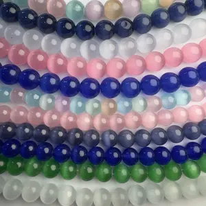 Cat Eye Glass Bead Strands 6mm 8mm 10mm 15.5 DIY Jewelry Beads in Assorted Colors for Crafting High-Shine Smooth Finish for Bracelets Necklaces