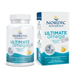 Nordic Naturals Ultimate Omega Xtra - Potent Formula for Healthy Heart, 60 Ct  High Concentration Omega-3 Fish Oil, Vitamin D3, Lemon Taste, Non-GMO, Gluten-Free