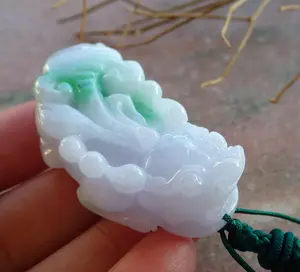 Certified Hand Carved Natural Lavender Green Myanmar Burma A Jade jadeite Dragon Pi Xiu Pendant Necklace