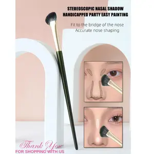 1pc Green Half Moon Shaped Contour Brush For Nose & Cheekbone Highlighting, Blending & Contouring, Makeup Brush Soft S, spatula brush Smooth Aluminum