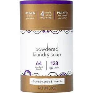 Powdered Laundry Soap by Indigo  - -Based Laundry Soap with Baking Soda, Coconut Oil & Essential Oils - 64 Loads (32 oz) - Frankincense & Myrrh