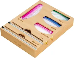 6-in-1 Kitchen Drawer Organizer with Wrap Dispenser & Ziplock Bag Storage  Kitchen Organization Containers Utensils Boxes