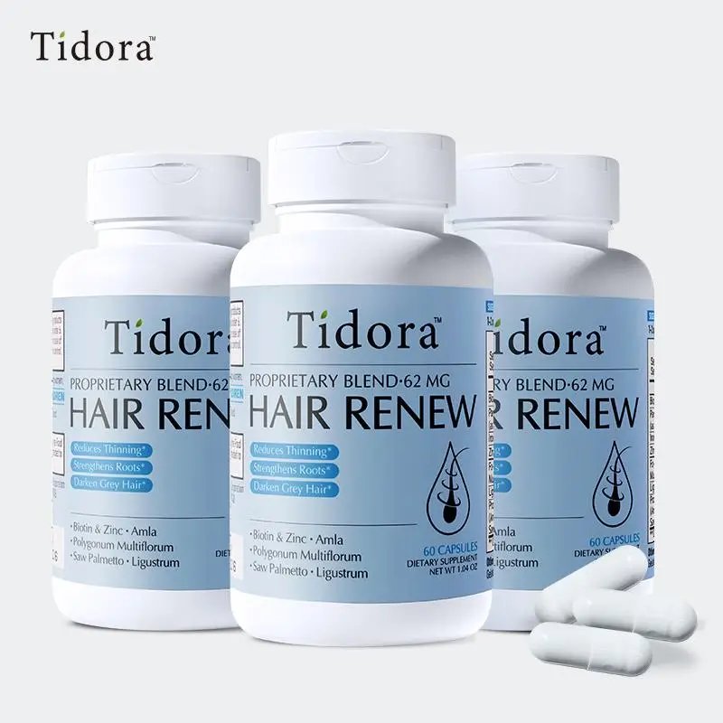 Tidora Hair Growth Capsules - Nourishes Hair Follicles - DHT Blocker with Saw Palmetto and Biotin - Reduces Hair Loss and Thickens Hair - Prevents Gra