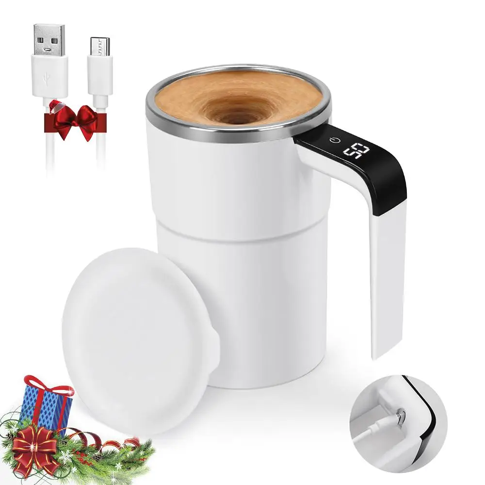 Automatic Stirring Coffee Mug, USB Rechargeable Coffee Mixer, Temperature Display Self Stirring Cup, Electric Self Stirring Mug