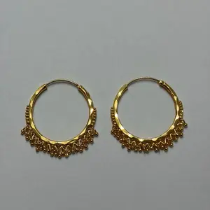 Gold Toned Indian Bali. Hoop Earrings for Women. Elegant Design for Any Occassion