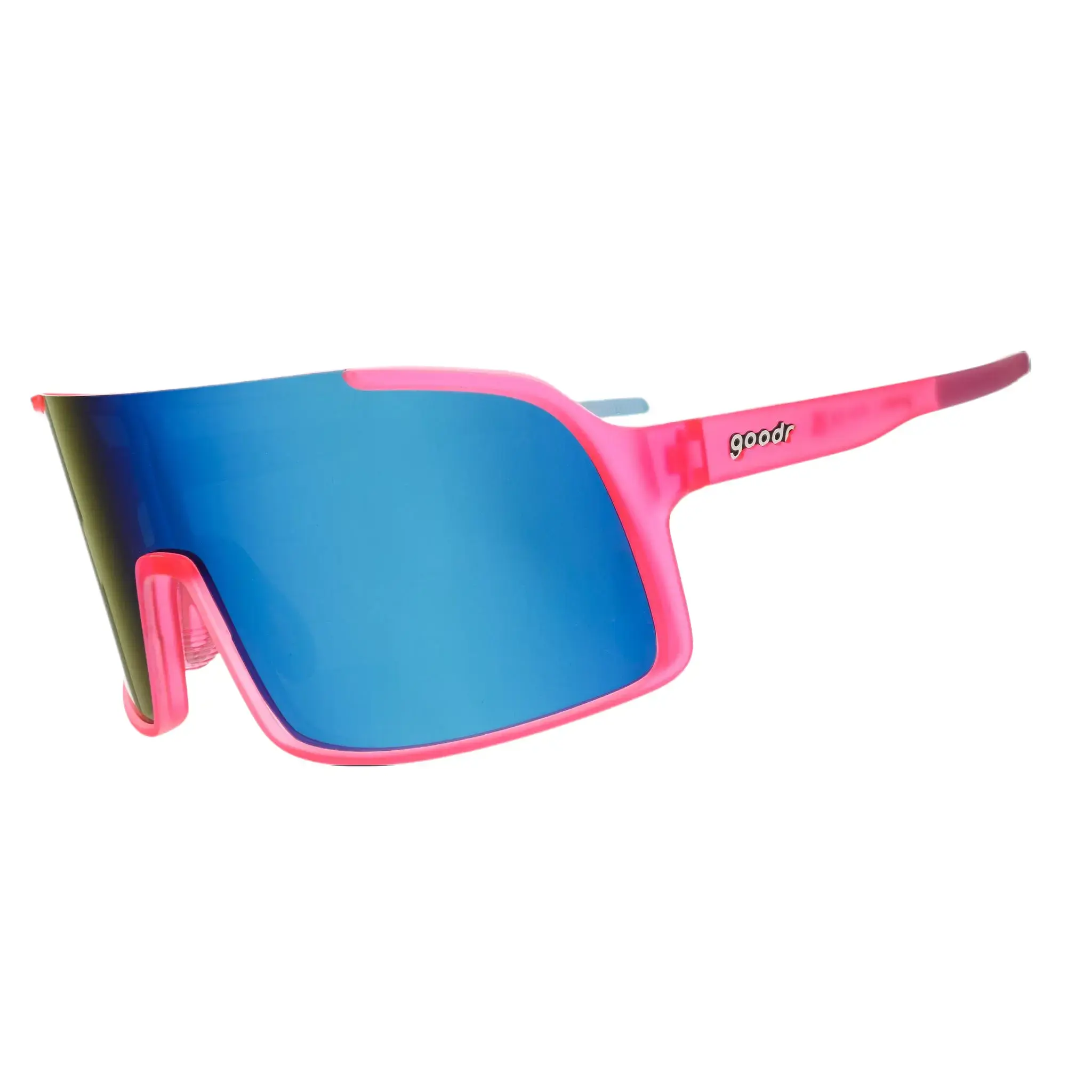 goodr Ready the Confetti Cannon Large Size (Astro G) Translucent Pink Frame with Teal Lens, UV400, No Slip No Bounce No Tangle