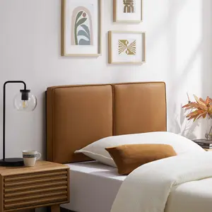 Modway Lindee Vegan Leather Twin Headboard in Tan