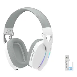 Mambasnake X Attack Shark L90 Wireless Gaming Headphone with Detachable Microphone-White Audio Headset pc gamers- flexible mic