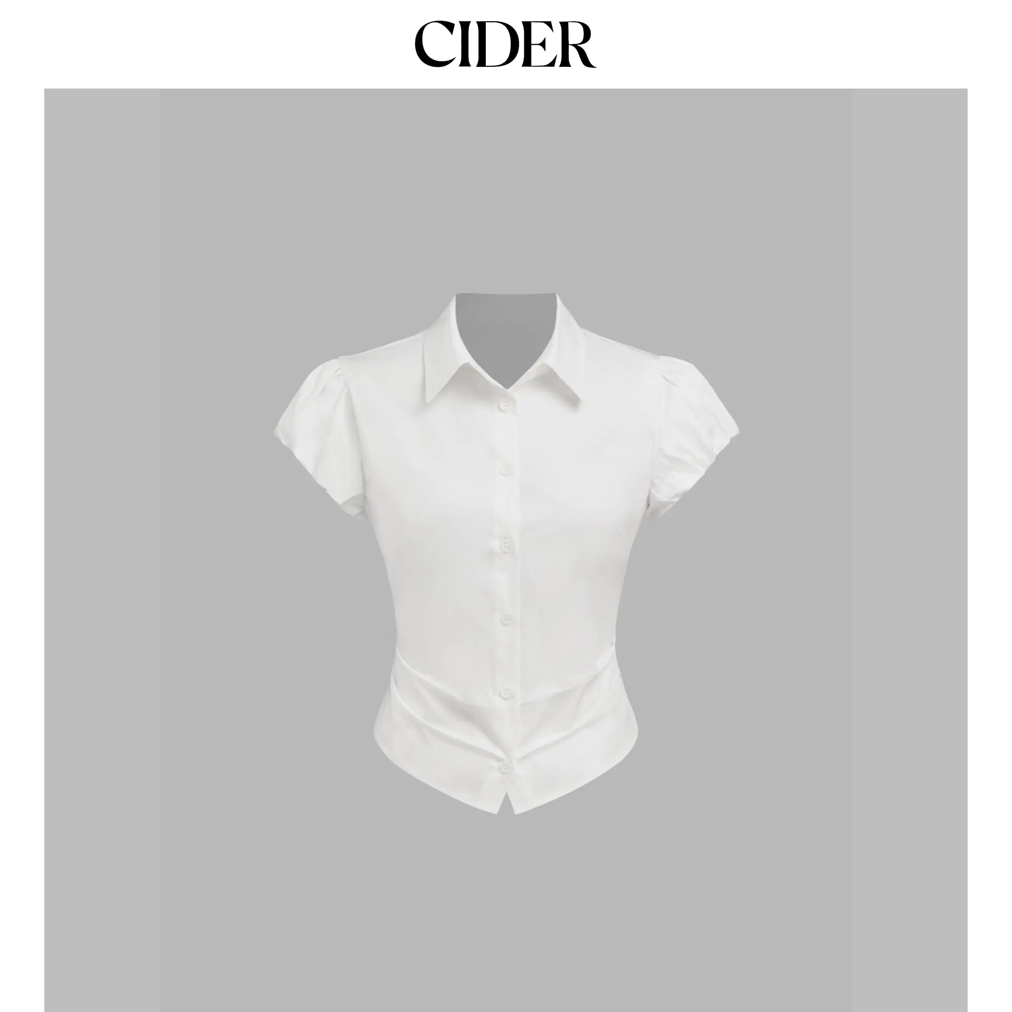 Cider Collar Ruched Puff Sleeve Shirt