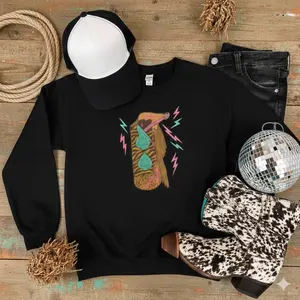 Groovy Chaps Western Crewneck & T-Shirt, Crewneck and Hoodie, Western Cowboy Graphic Hoodie, Trending Western Graphic Hoodie, Western Boutique, Cowboy Stuff, Western Sweatshirt, Cheetah Print, Turquoise