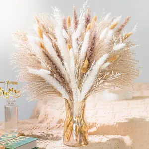 100 Pcs Natural Pampas Grass – Boho & Farmhouse Home, Wedding & Event Decor