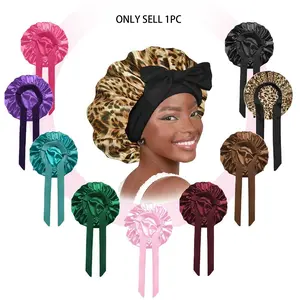 Double Layer Satin Bonnet, Soft and Breathable Hair Care Bonnet,Adjustable Night Sleeping Cap,Heatless Styling Tool for Women Haircare