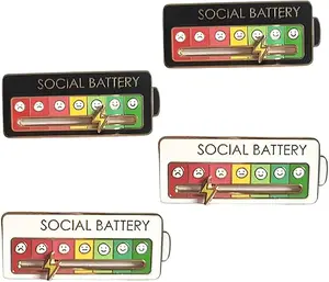 Fun Social Battery Pin, Role-play Recognition Badge, 7 Moods to Choose From, Can Contain All Your Moods
