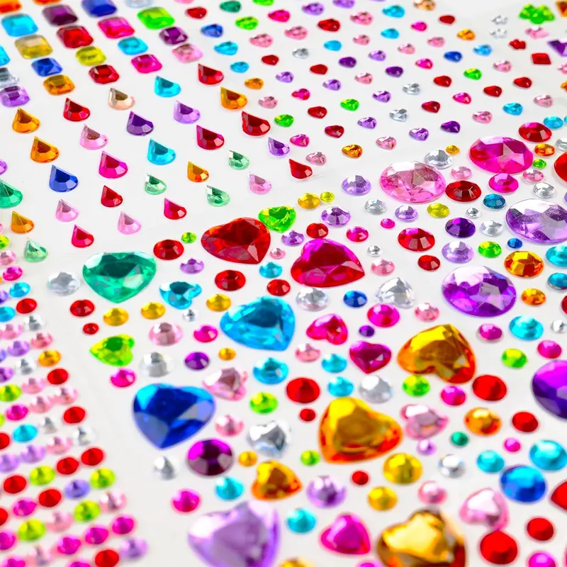 3500pcs Glossy Self-Adhesive Gem Stickers Bedazzled Kit - 12 Sheets Rhinestone DIY Craft Embellishment Set for Kids, Party Scrapbooking, Self-Adhesive for Quick, Clean Fixes, Reusable
