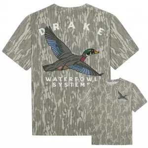 Drake Waterfowl Camo T-Shirt With Flying Duck Graphic, Mossy Oak Washed Turkey Tee, Hunting T Shirt, Hunting Camo Tee For Men & Woman, Gift For Hunters