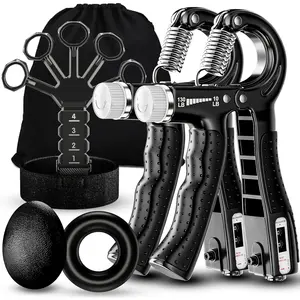 Grip Strength Trainer(5 Pack) with Finger Exerciser, Hand Grip Strengthener, Finger Stretcher,Grip Ring & Stress Relief Ball for Muscle Building and Injury Recover with Carry Bag Acotant